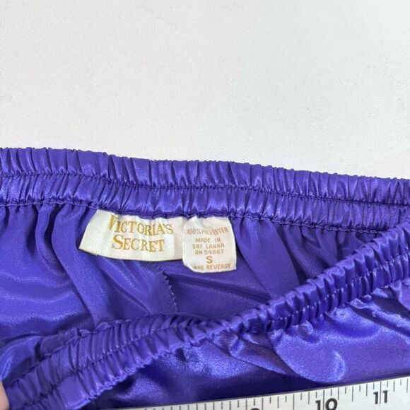 VTG Victorias Secret Pajama Pant Set Womens Small Purple Satin Double Breasted - Picture 3 of 12